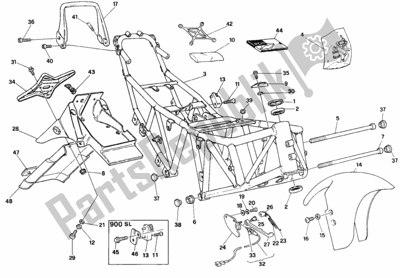 All parts for the Frame Fm 012262 of the Ducati Supersport 900 SS 1993